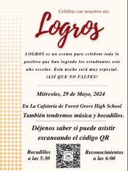 Logros flyer with info above